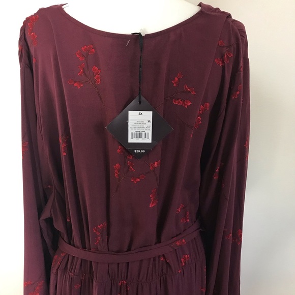 SOLD|NEW Ava & Viv Red Floral Maxi Boho Dress 3X - Picture 6 of 9